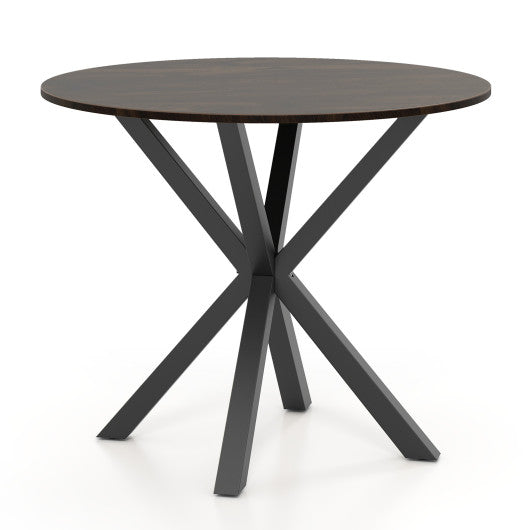 36 Inch Wood Dining Table with Intersecting Pedestal Base for 2-4 People-Brown