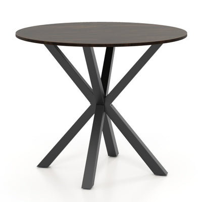36 Inch Wood Dining Table with Intersecting Pedestal Base for 2-4 People-Brown