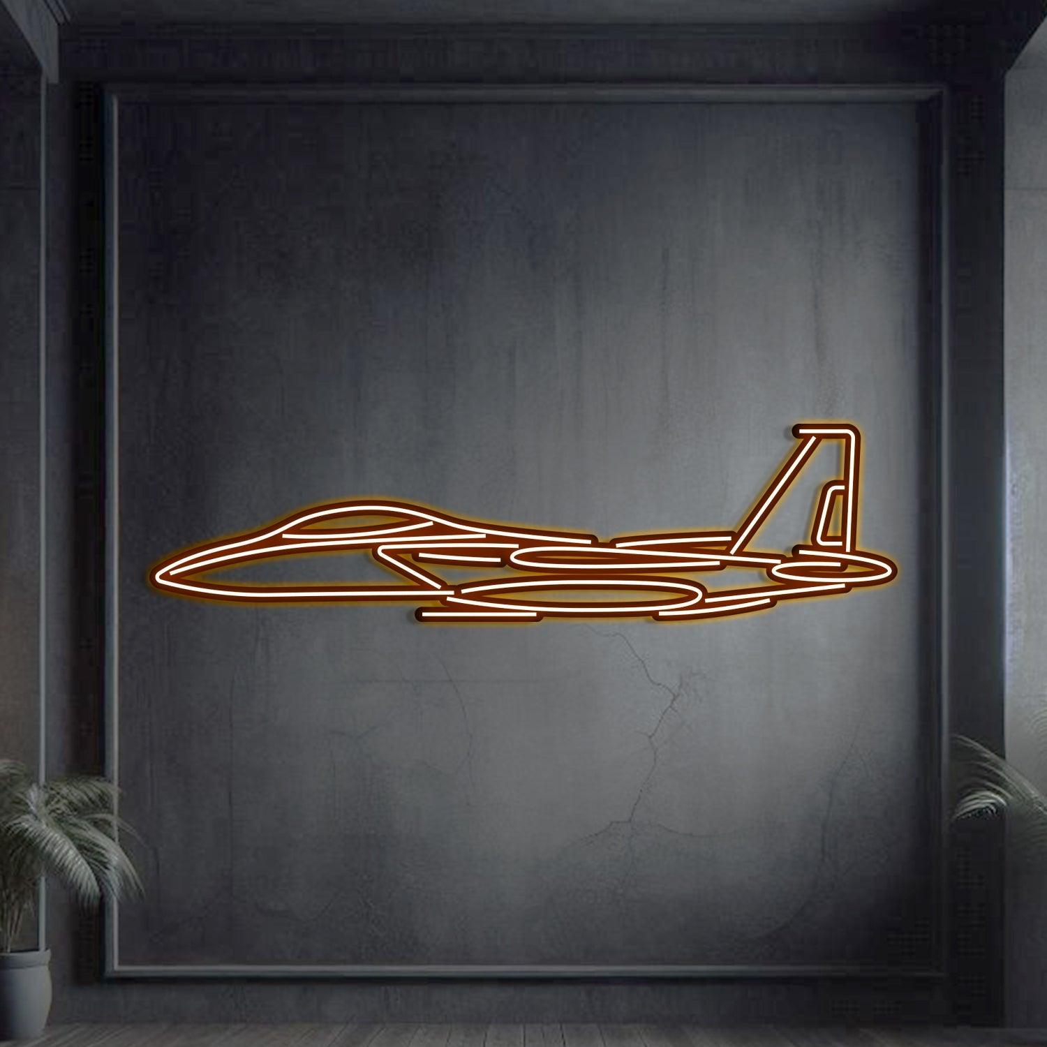 F-15 Strike Eagle Metal Neon Aircraft Wall Art - NCN0037