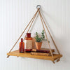 Boho Wooden Hanging Wall Shelf with Rope