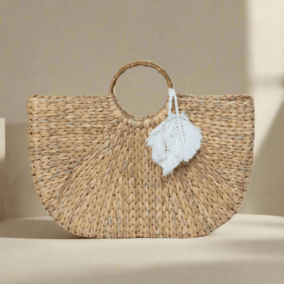 Boho Chic Handwoven Straw Tote Bag