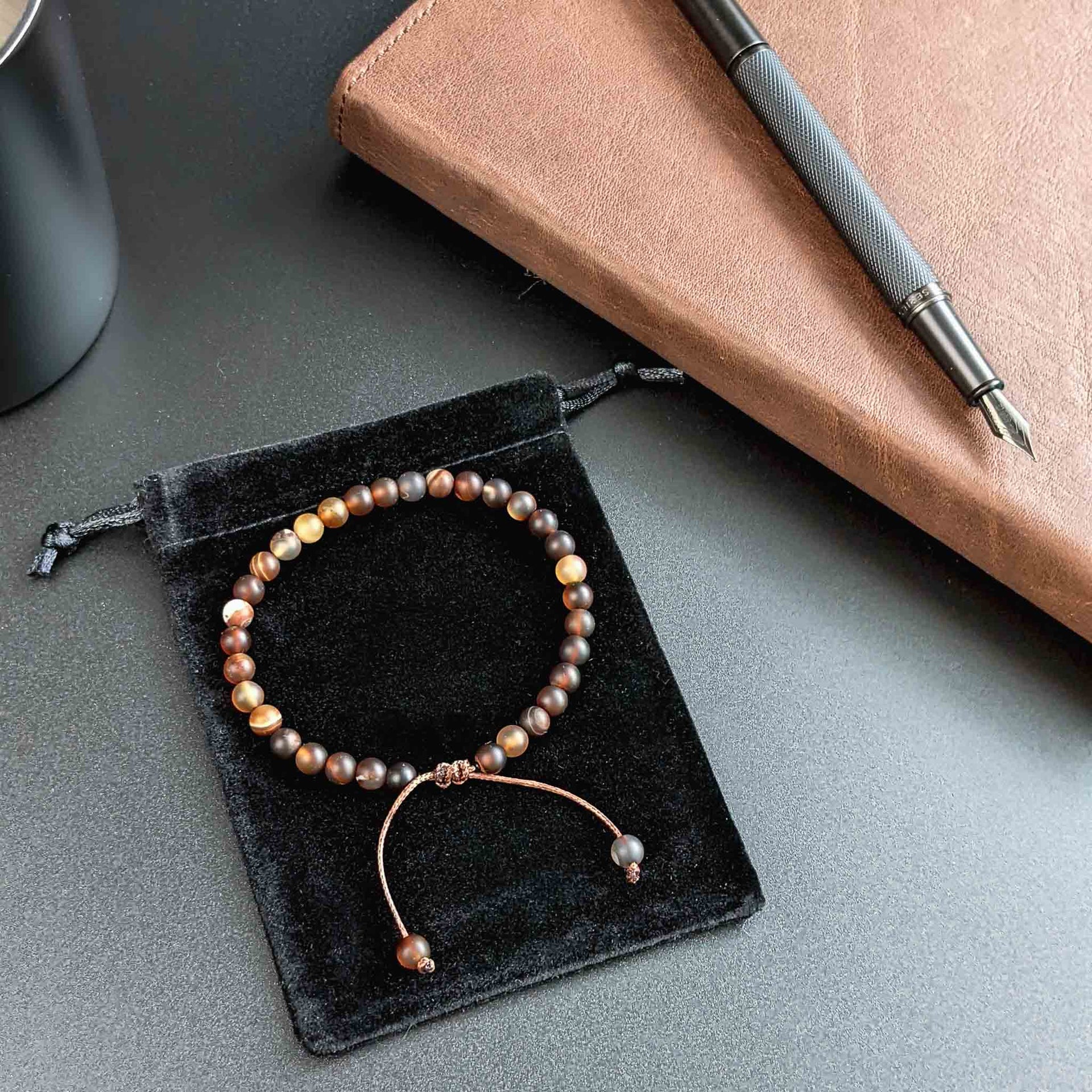 Coffee Agate Tasbih Bracelet | Men's Misbaha - 33 Beads, 5mm