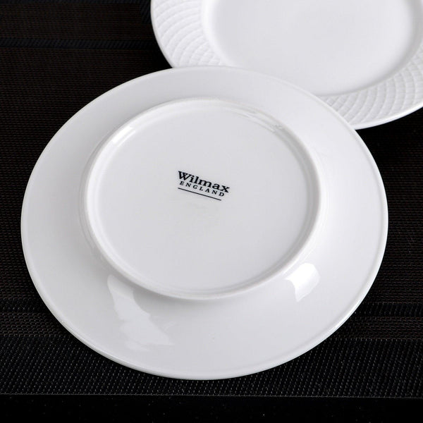 White Dessert Plate With Embossed Wide Rim 8