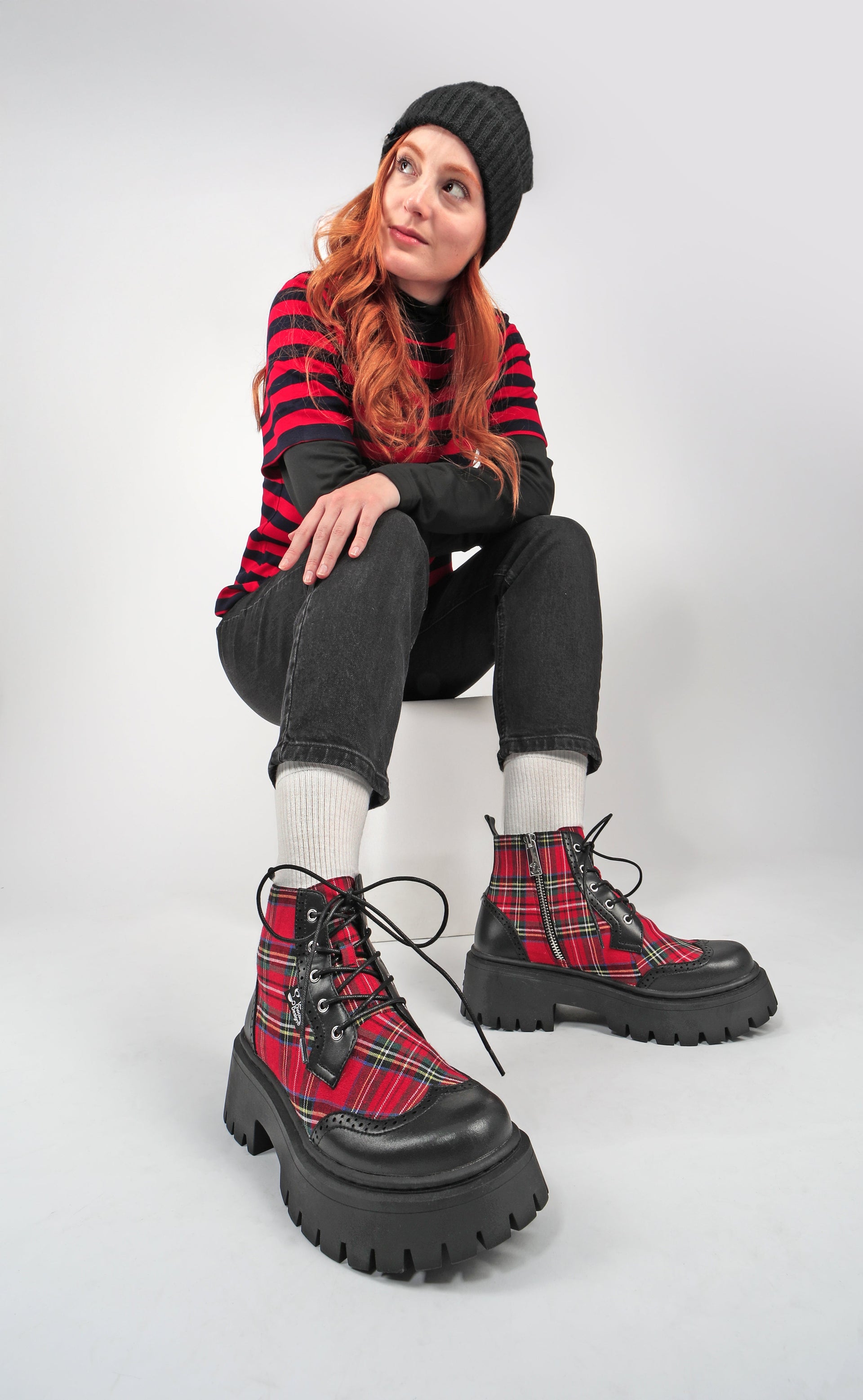 Red Tartan Women's  Boots