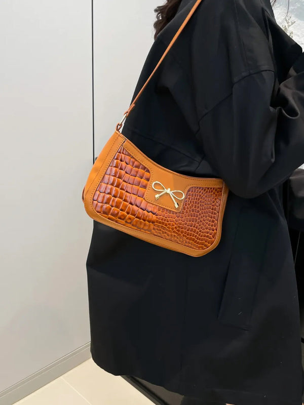 Bow PU Leather Shoulder Bag