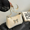 Bow PU Leather Shoulder Bag - White / One Size