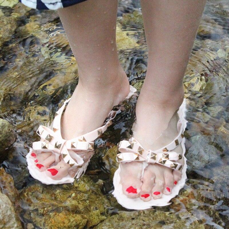 Bowknot Sandals Summer Woman Beach Flip Flops Beautiful Shoes PVC Slides Girls Sandals Slip On Flat Dress Sandals Summer Fashion Cute Flat Slip On Slides Flip Flops
