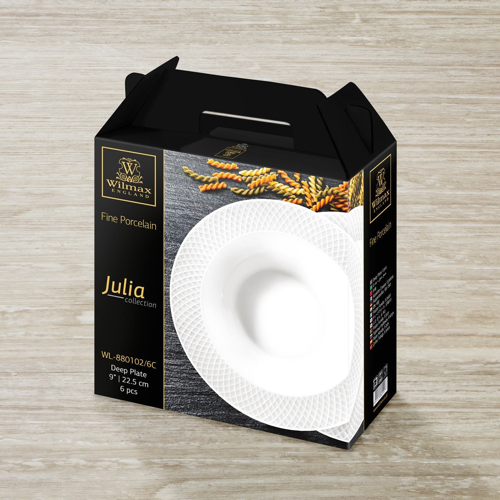 White Porcelain Deep Plate With Embossed Wide Rim 9