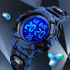 Boys Sports Military Kids Digital Watches Student Childrens Watch Fashion Luminous Led Alarm Camouflage Green Waterproof 7 Color Led Backlight Multifuction Wristwatch For Boys Girls
