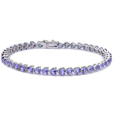 Heart Cut Created Tanzanite Tennis Bracelet
