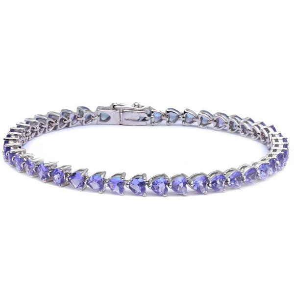 Heart Cut Created Tanzanite Tennis Bracelet