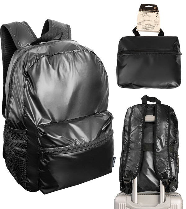 Boarding Pass Recycled Metallic Foldable & Packable Pouch Backpack