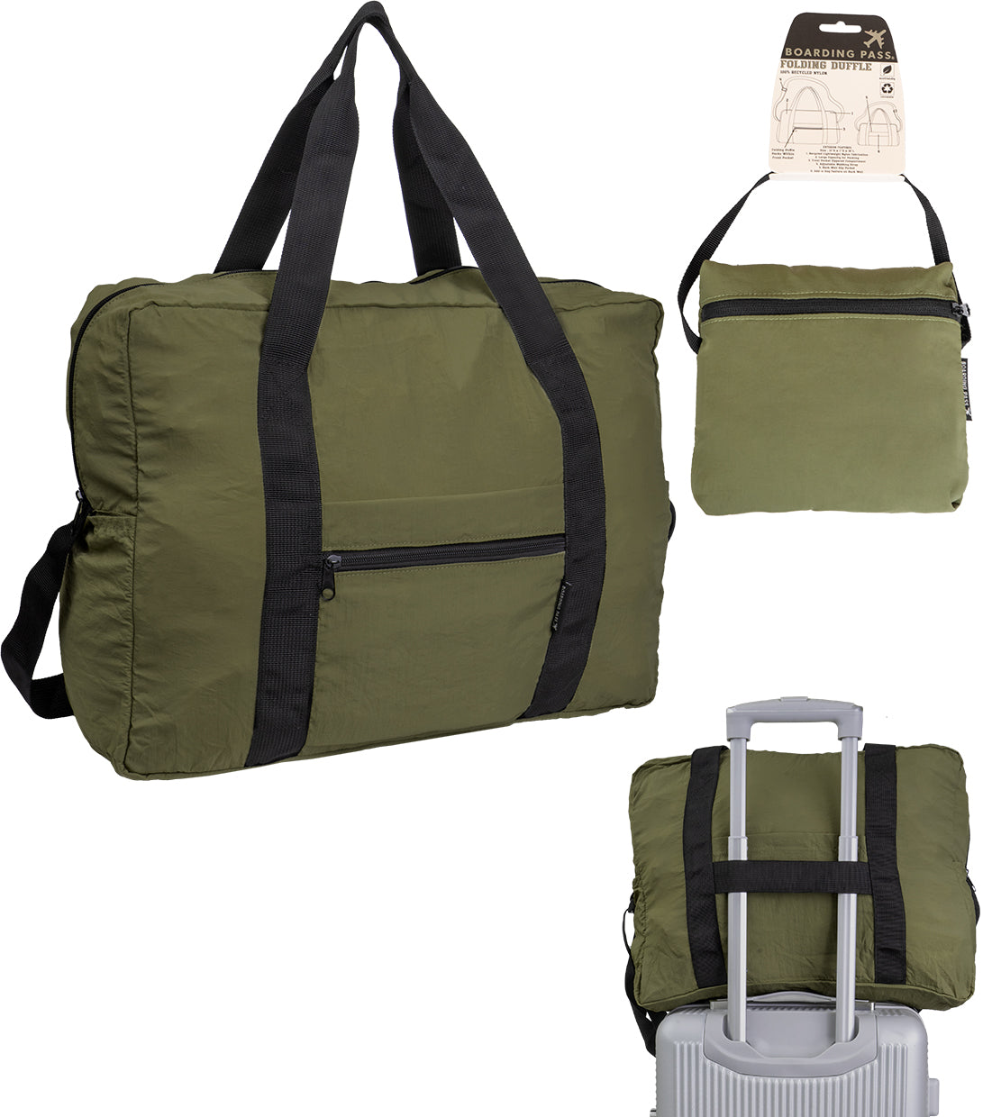 Boarding Pass Recycled Foldable & Packable Pouch Duffel Travel Bag