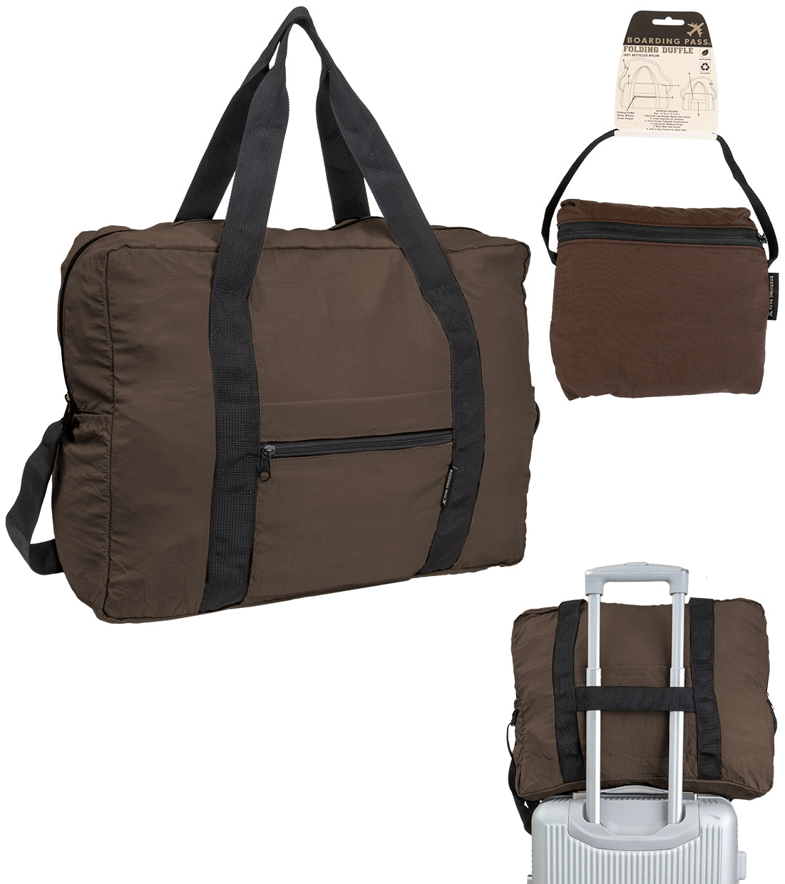 Boarding Pass Recycled Foldable & Packable Pouch Duffel Travel Bag