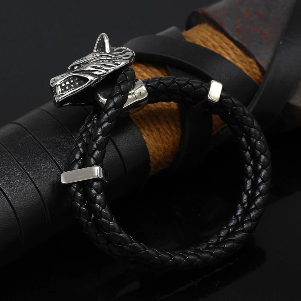 Vikings Wolf Stainless Steel Bracelet Ancient Treasures