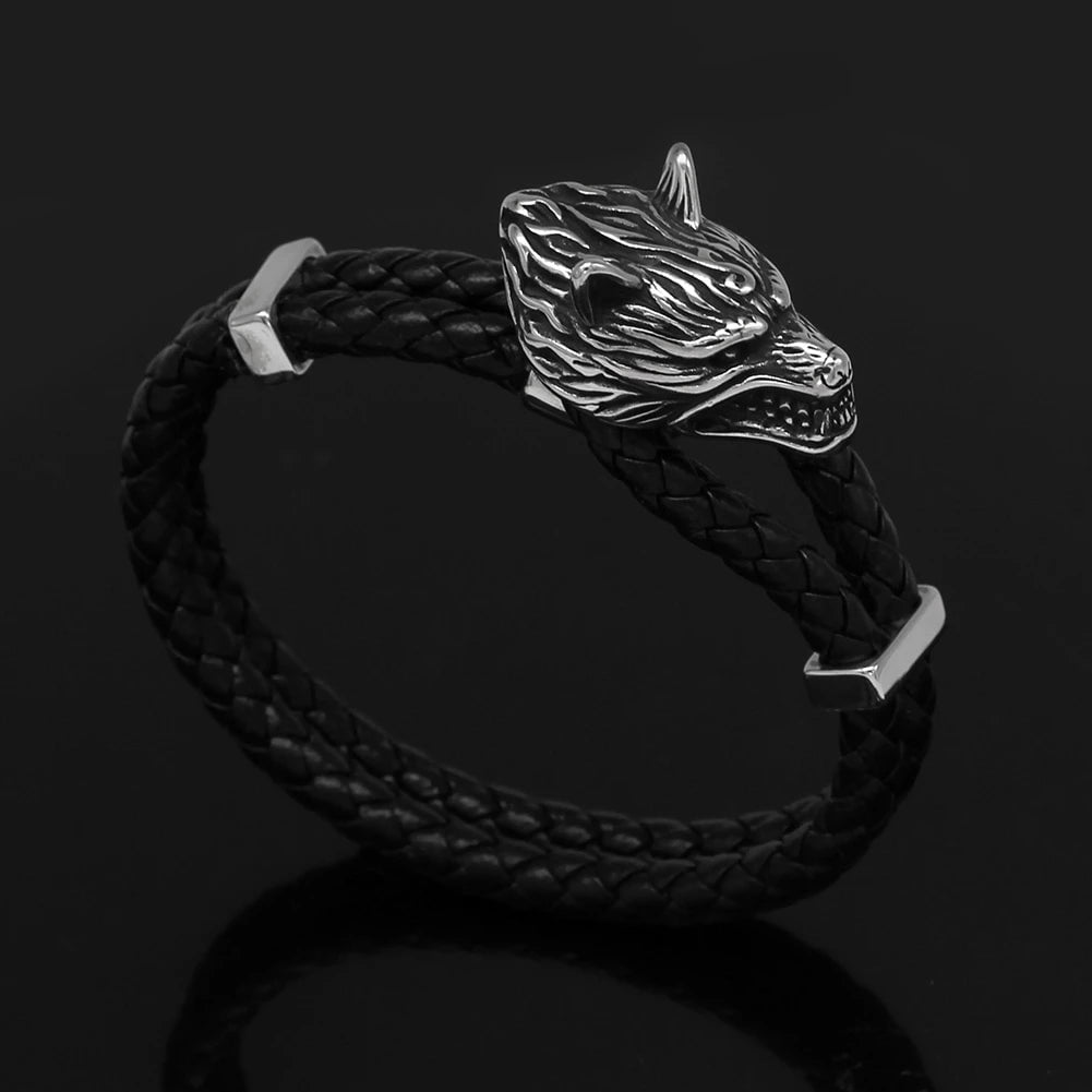Vikings Wolf Stainless Steel Bracelet Ancient Treasures