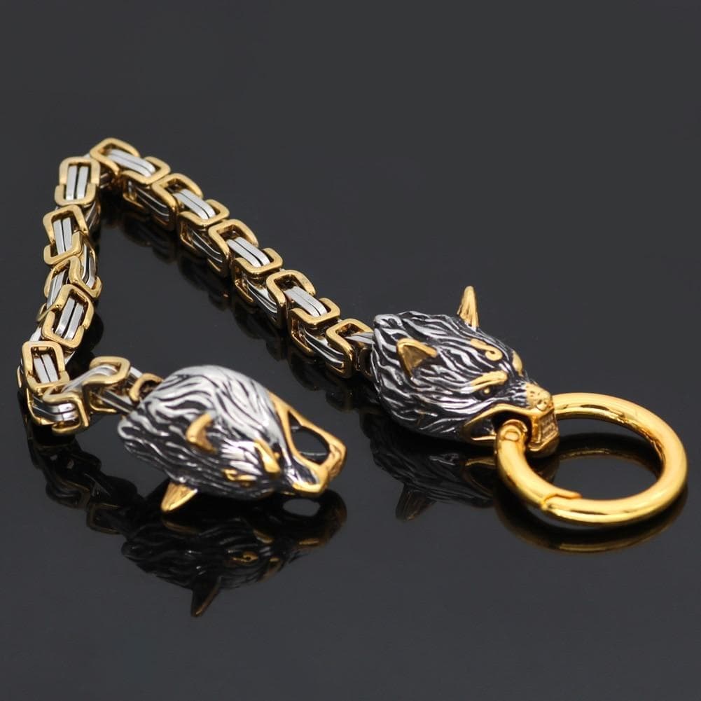 Vikings Wolf Head Stainless Steel Bracelet