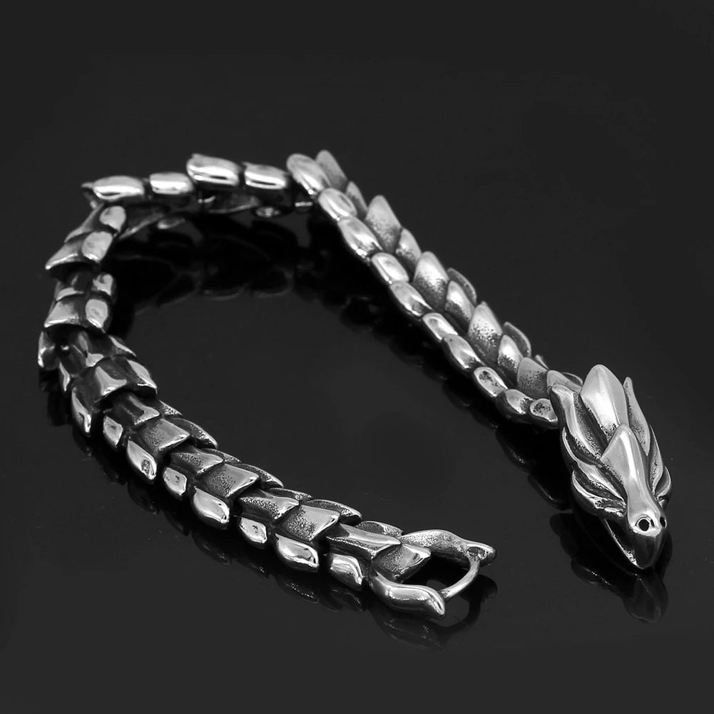 Vikings Dragon Head Stainless Steel Bracelet Ancient Treasures