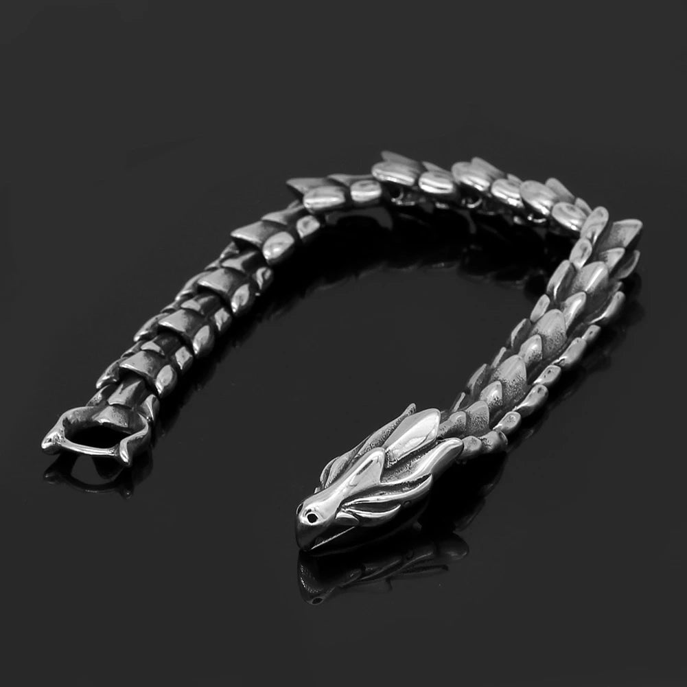 Vikings Dragon Head Stainless Steel Bracelet Ancient Treasures