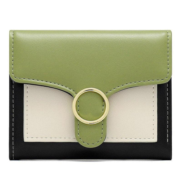 Brand Designer Geometric Panelled Trifold Women Wallet Pu Leather Zipper Coin Ladies Small Purse Card Holder Short Female Wallet