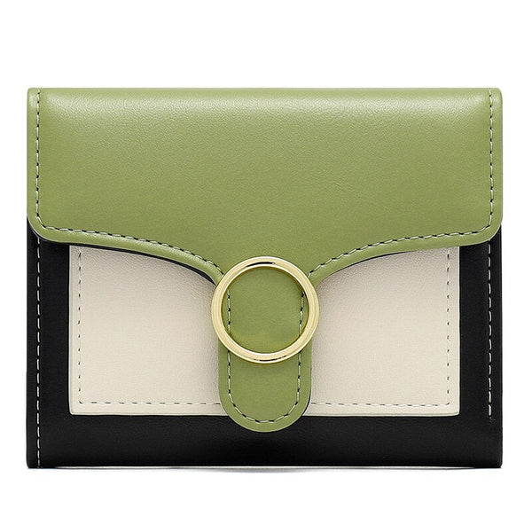 Brand Designer Geometric Panelled Trifold Women Wallet Pu Leather Zipper Coin Ladies Small Purse Card Holder Short Female Wallet