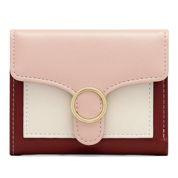 Brand Designer Geometric Panelled Trifold Women Wallet Pu Leather Zipper Coin Ladies Small Purse Card Holder Short Female Wallet