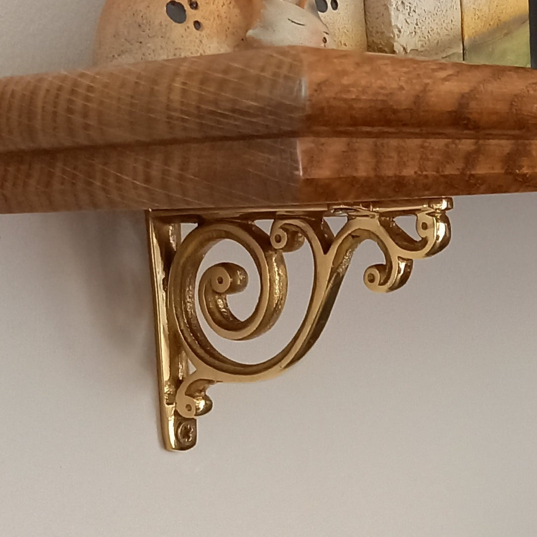 Swirl Shelf Bracket - Unlacquered Brass Polished
