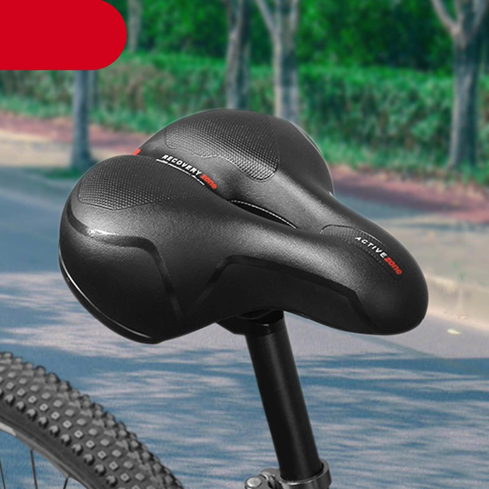 Breathable Leather Bicycle Saddle Cushion Comfortable Anti Slip And Weat Road Bike Sponge Filled Shockproof Bike Seat For Men Women Memory Foam Soft Bicycle Seats Cushion Dual Shock Absorbing Wide Bicycle Seat Replacement For Mountain Bike Road Bike