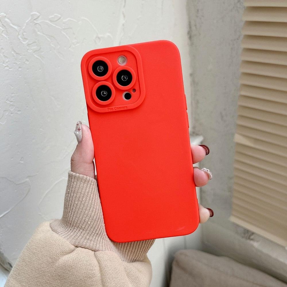 Bright Colors Soft Silicone Phone Case For iPhone 11 Pro Max X XR XS Max 7 8 6S Plus Mini Camera Protection Back Cover Silicone Camera Protection Case Soft Scratch-Resistant Case For Iphone