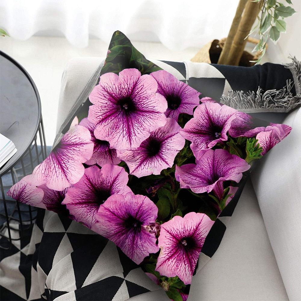 Bright Red Flower Cushion Cover Home Fashion Decoration Red Orange Pink Poppy Flowers Decorative Throw Pillow Cover Case Cushion Home Living Room Pillow Case Super Soft Short Plush Cushion Cover 45x45CM