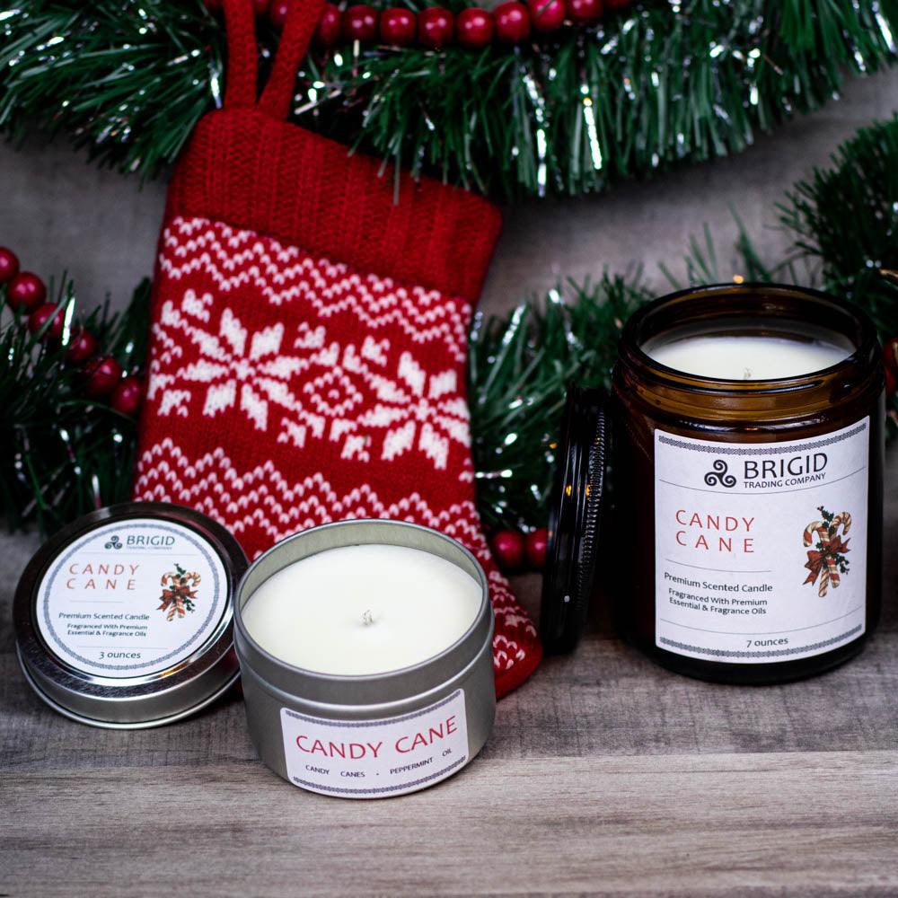 Candy Cane Soy Wax Candle - Peppermint and Candy Canes