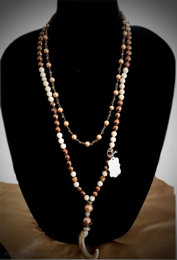 Brown Pearl and Hematite Layered Necklace