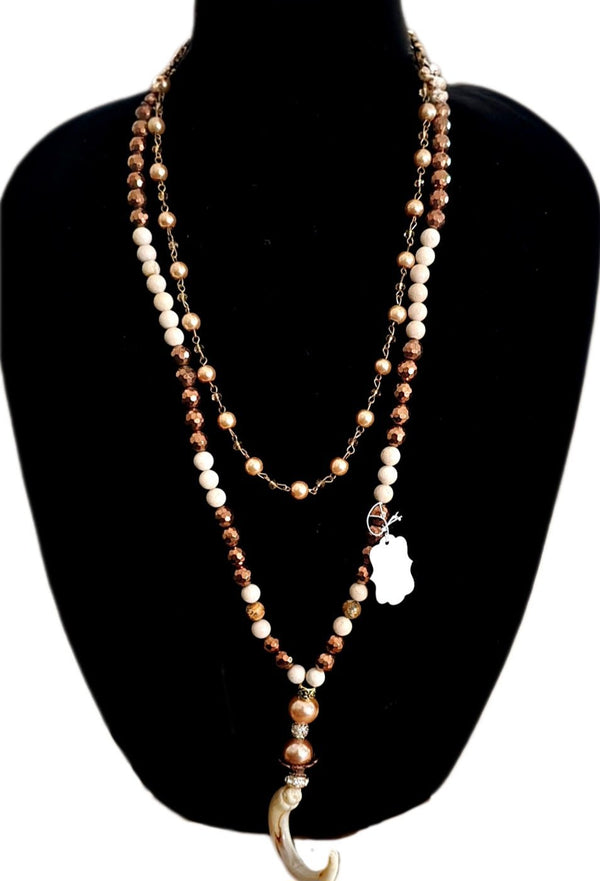 Brown Pearl and Hematite Layered Necklace