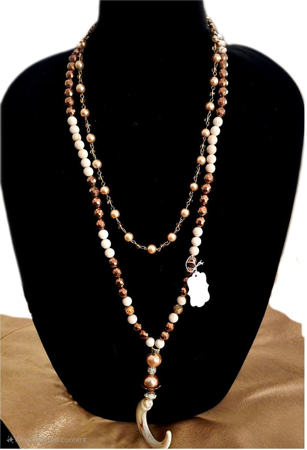 Brown Pearl and Hematite Layered Necklace