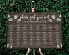 Brown Floral Wedding Seating Chart - 12x20" Canvas