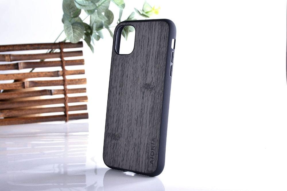 Brown Simple Easy Grip Wooden Design Slim Case for iPhone 11 14 12 13 Pro XS Max x XR mini SE2 SE 7 6 8 6s Plus Cover Wood Bamboo Pattern Leather Vintage Case