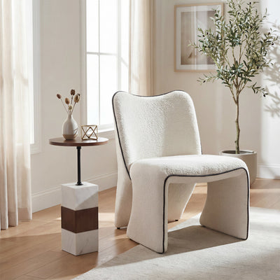 Stuk Side Table Brown & White