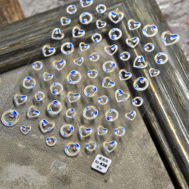 Bubble Cute Black Red Hearts Nail Stickers Nail Art Decorations Nail Decals Design Self-Adhesive 3D Wave Design Decoration for Women Girls Adhesive Striping Tape Nail Art Stickers