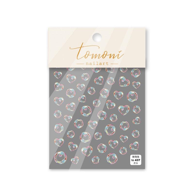 Bubble Cute Black Red Hearts Nail Stickers Nail Art Decorations Nail Decals Design Self-Adhesive 3D Wave Design Decoration for Women Girls Adhesive Striping Tape Nail Art Stickers
