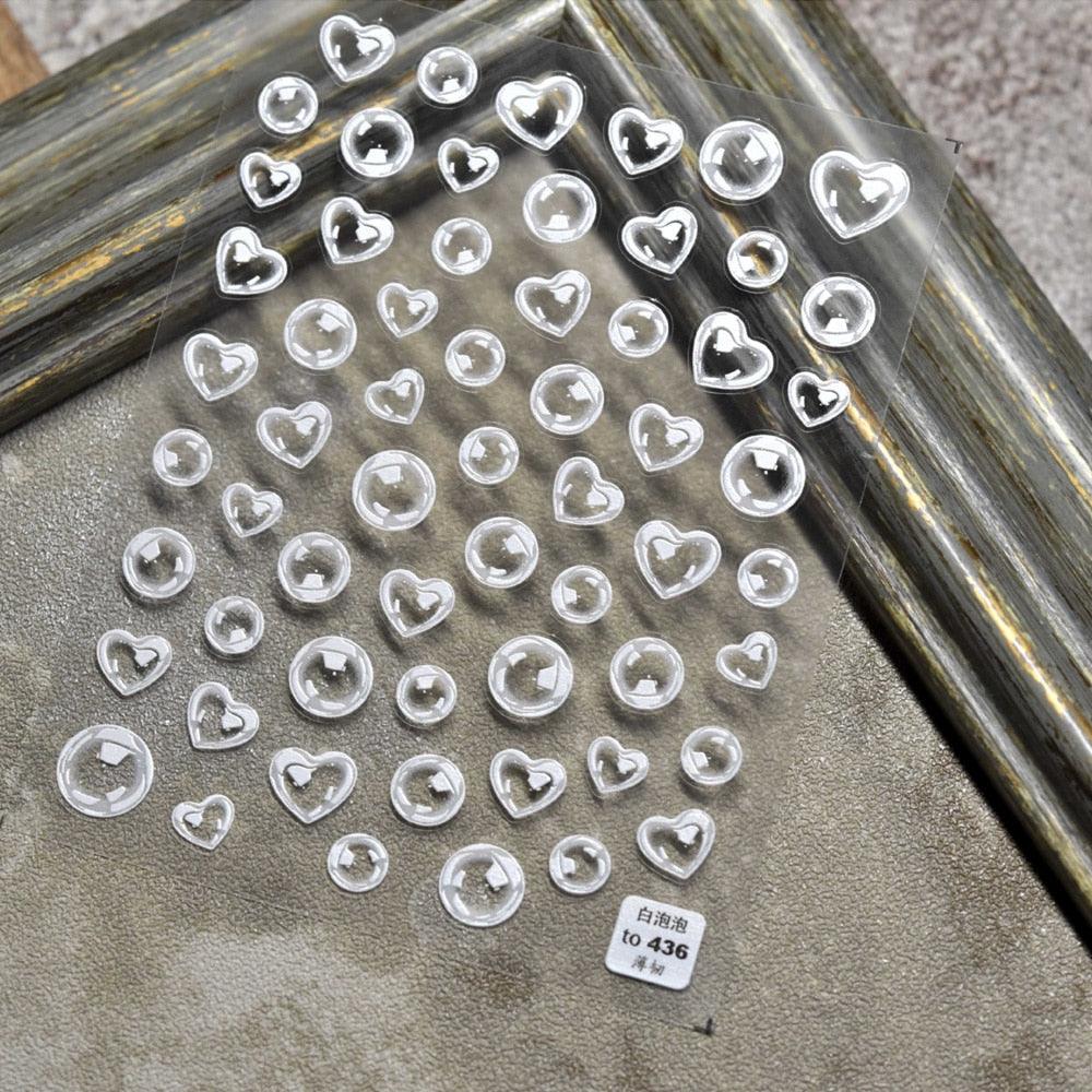 Bubble Cute Black Red Hearts Nail Stickers Nail Art Decorations Nail Decals Design Self-Adhesive 3D Wave Design Decoration for Women Girls Adhesive Striping Tape Nail Art Stickers