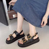 Buckle Open Toe Platform Sandals - Black / 40(US9)