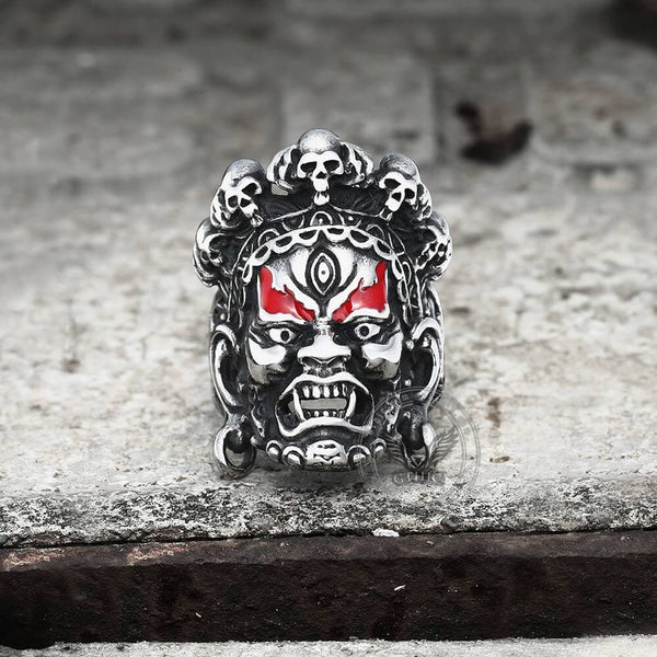 Buddha God of Wealth Stainless Steel Skull Ring