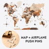 Bundle: Wooden Map and Airplanes Pins - M (24"x 39") / Multicolored