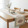 Hand Block Printed Cotton Burgundy & Charcoal Floral Bouquet 13 Pieces Table Linen Set