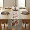 Burgundy & Slate Blue Autumn Leaf Table Linen Set – 13 Piece | Hand Block Printed Cotton | Runner, Placemats & Napkins