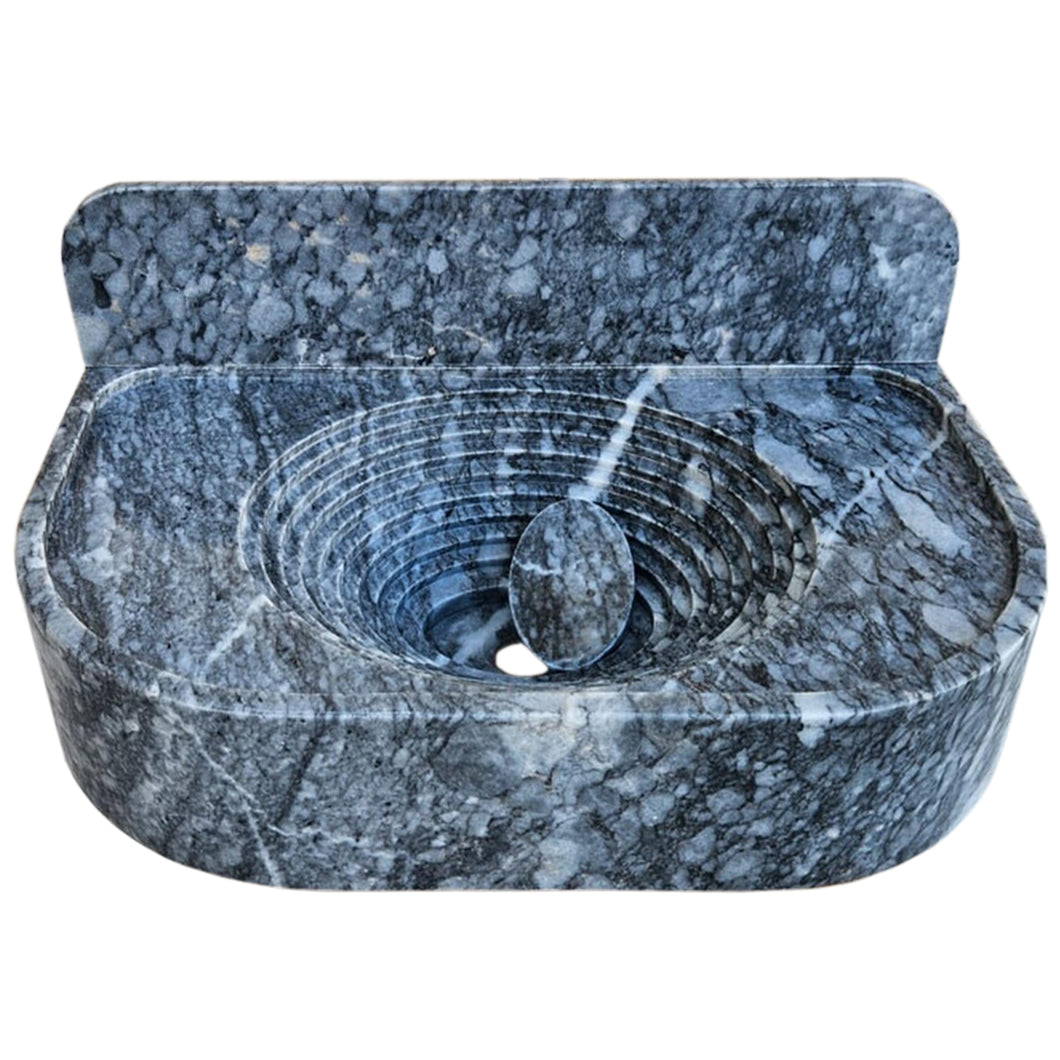 Bursa Gray Marble Wall-Mount Bathroom Sink with 6