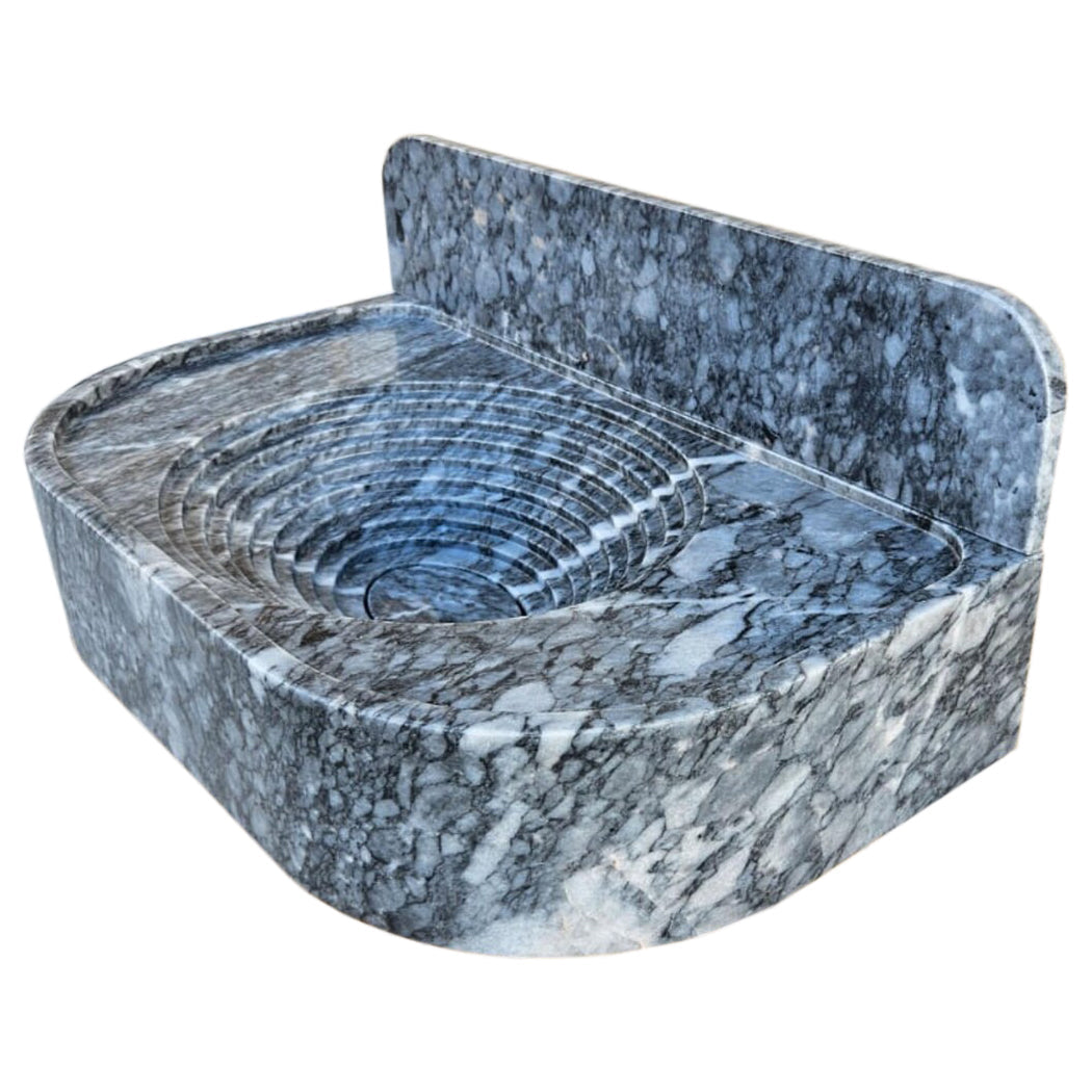 Bursa Gray Marble Wall-Mount Bathroom Sink with 6