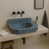 Bursa Gray Marble Wall-Mount Bathroom Sink with 6