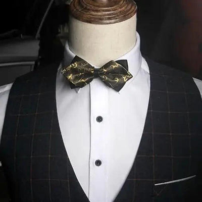 Business Black Golden Butterfly Men Bowtie Luxury Double Layer Pointed Classic Bow Tie Lovely Men Gift For Office And Meetings