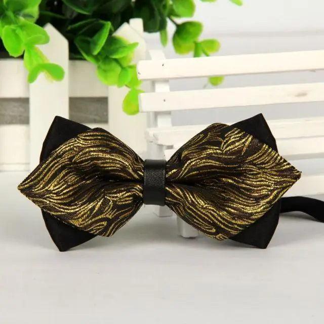 Business Black Golden Butterfly Men Bowtie Luxury Double Layer Pointed Classic Bow Tie Lovely Men Gift For Office And Meetings